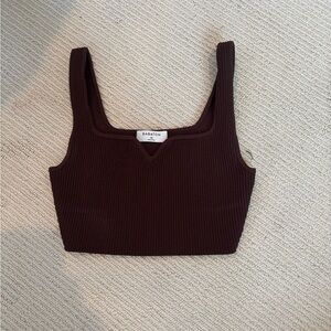 Babaton Brown Ribbed Women's Top